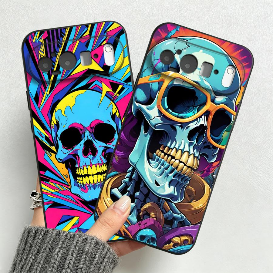 Google Pixel 9 Pro - Neon Pop Art Skull Case for